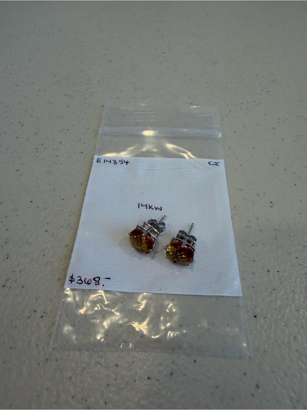 Brand New 14K White Gold Citrine Stud Earrings $368 - Picture 7 of 10
